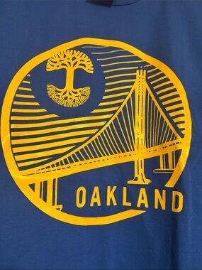Oakland Bridge Graphic Tee in Blue and Yellow